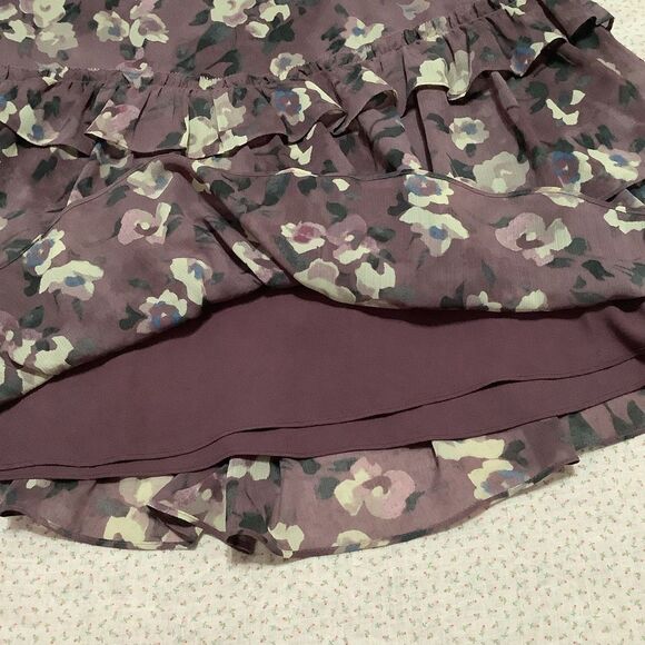 Purple Dark Feminine Romantic Whimsigoth Fairy Grunge Tiered Ruffle Mini Skirt 4 - Picture 6 of 15